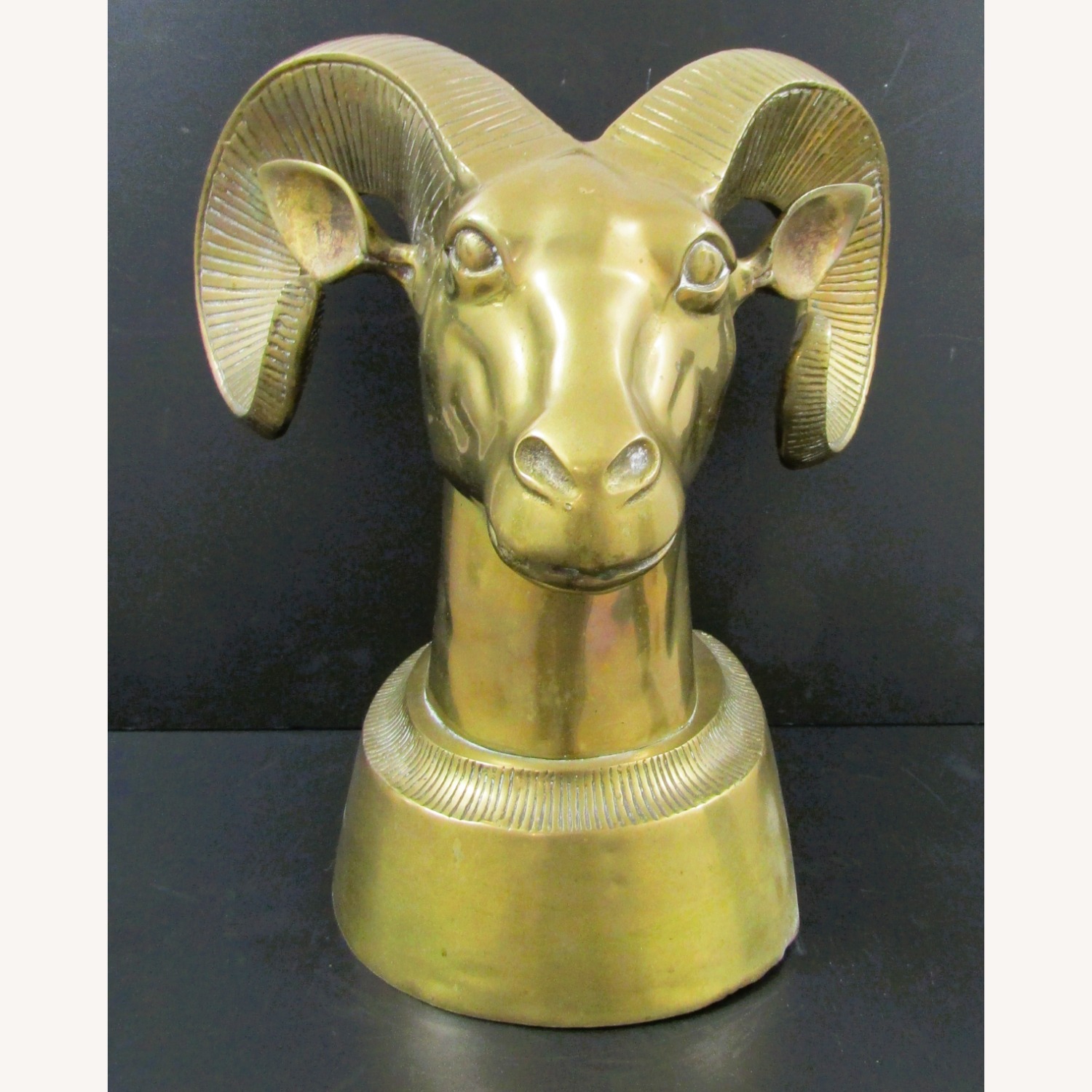 Mid-Century Modern Brass Ram Head / Bust Sculpture - image-2