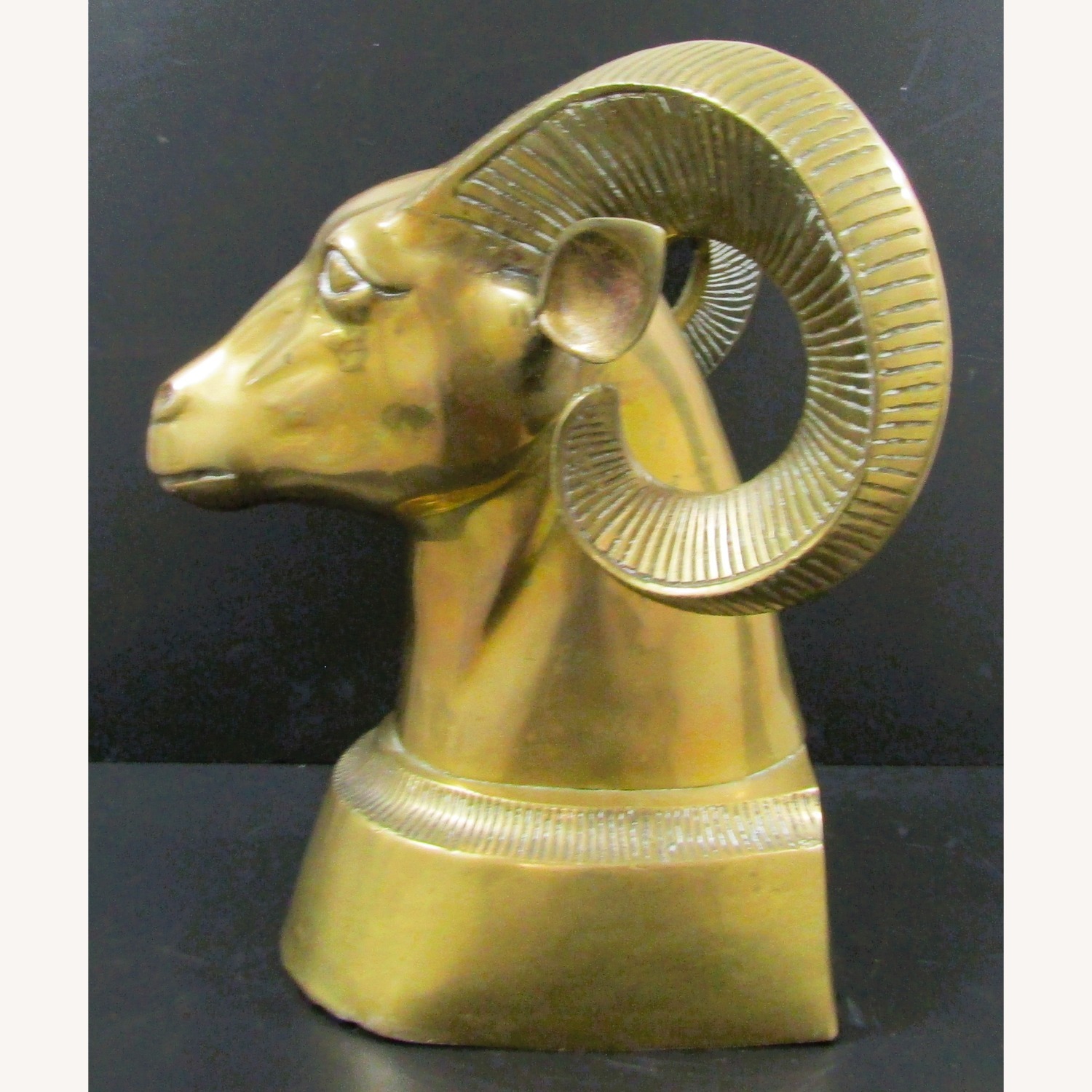 Mid-Century Modern Brass Ram Head / Bust Sculpture - image-7