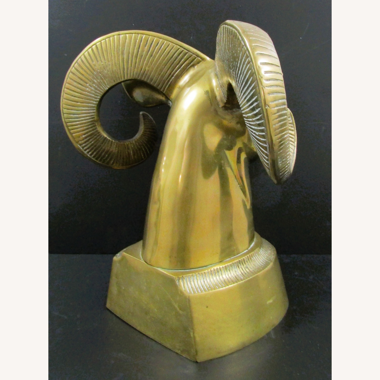 Mid-Century Modern Brass Ram Head / Bust Sculpture - image-4