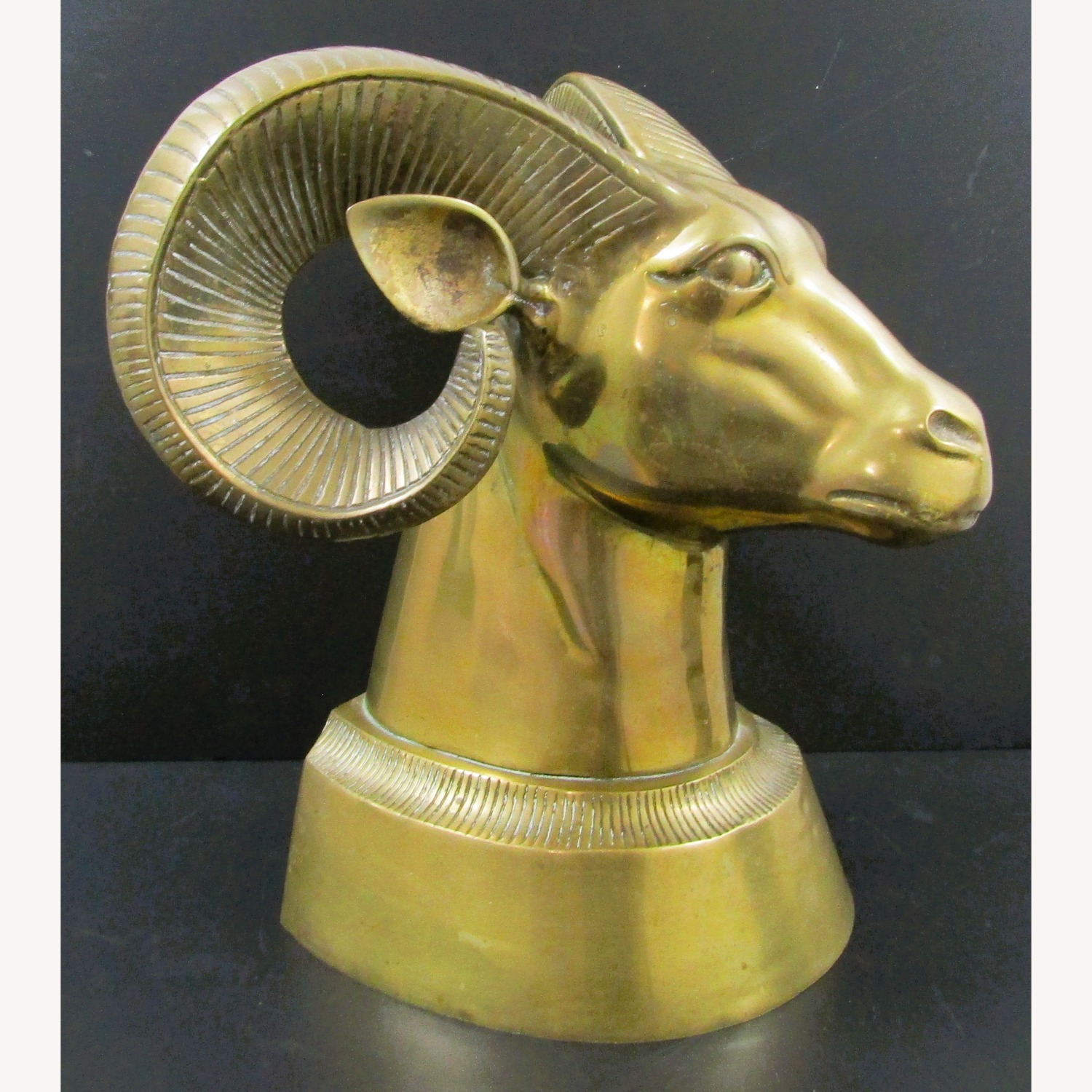 Mid-Century Modern Brass Ram Head / Bust Sculpture - image-1