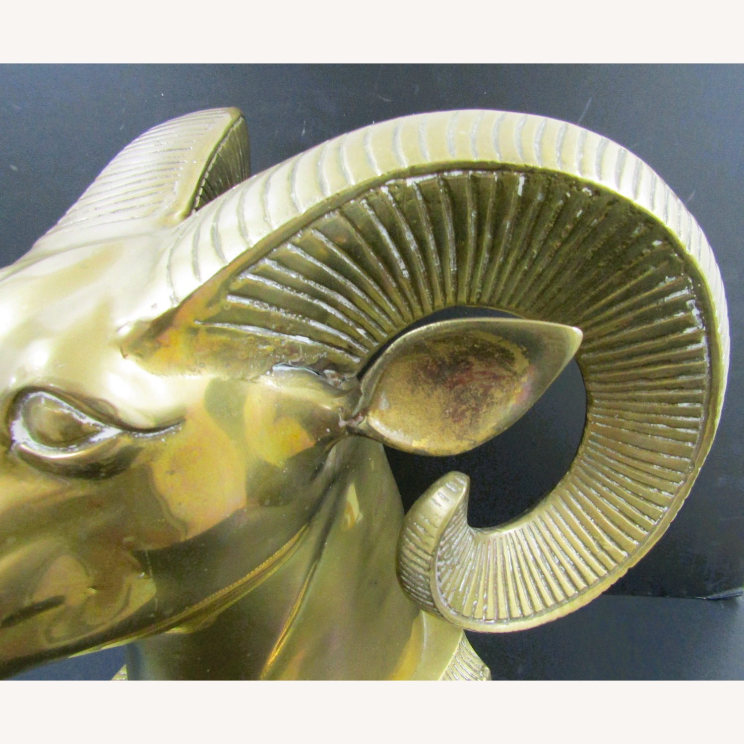 Mid-Century Modern Brass Ram Head / Bust Sculpture - image-11