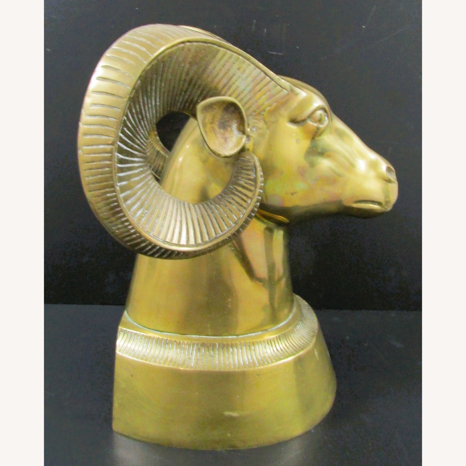 Mid-Century Modern Brass Ram Head / Bust Sculpture - image-3