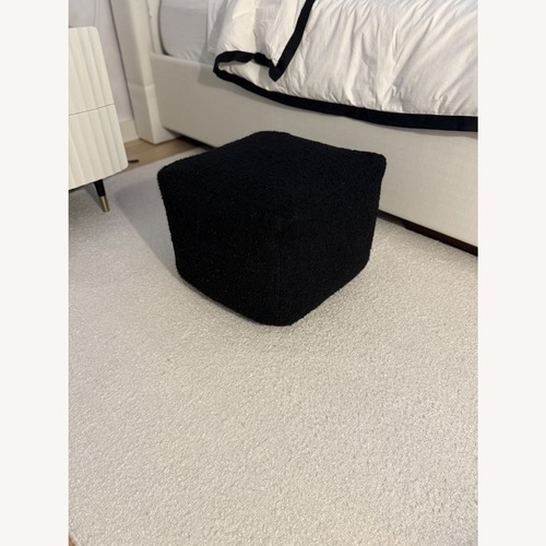 Used CB2 Black Boucle Pouf for sale on AptDeco
