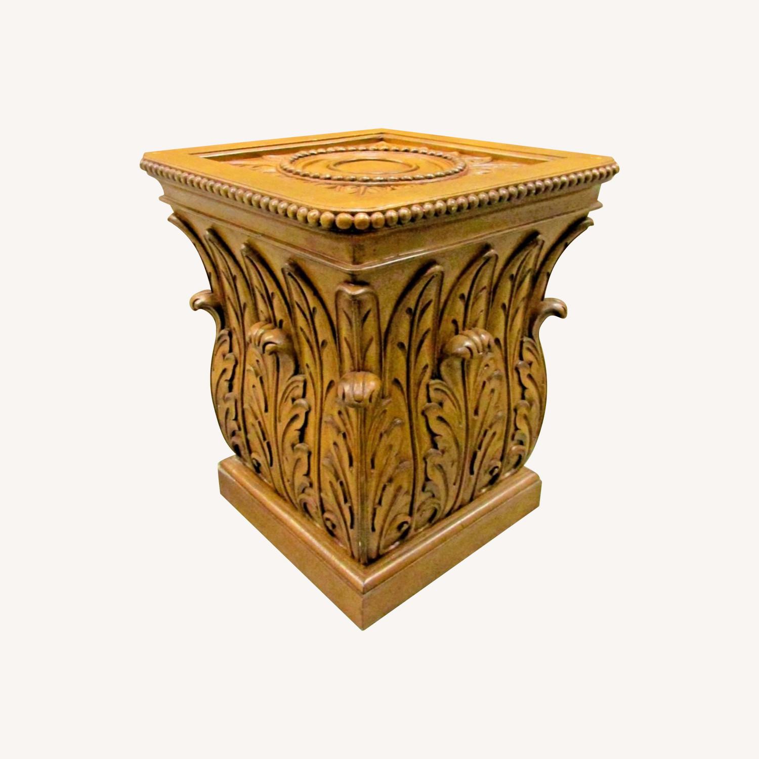 Vintage Carved Acanthus Leaf Square Side Table - image-0