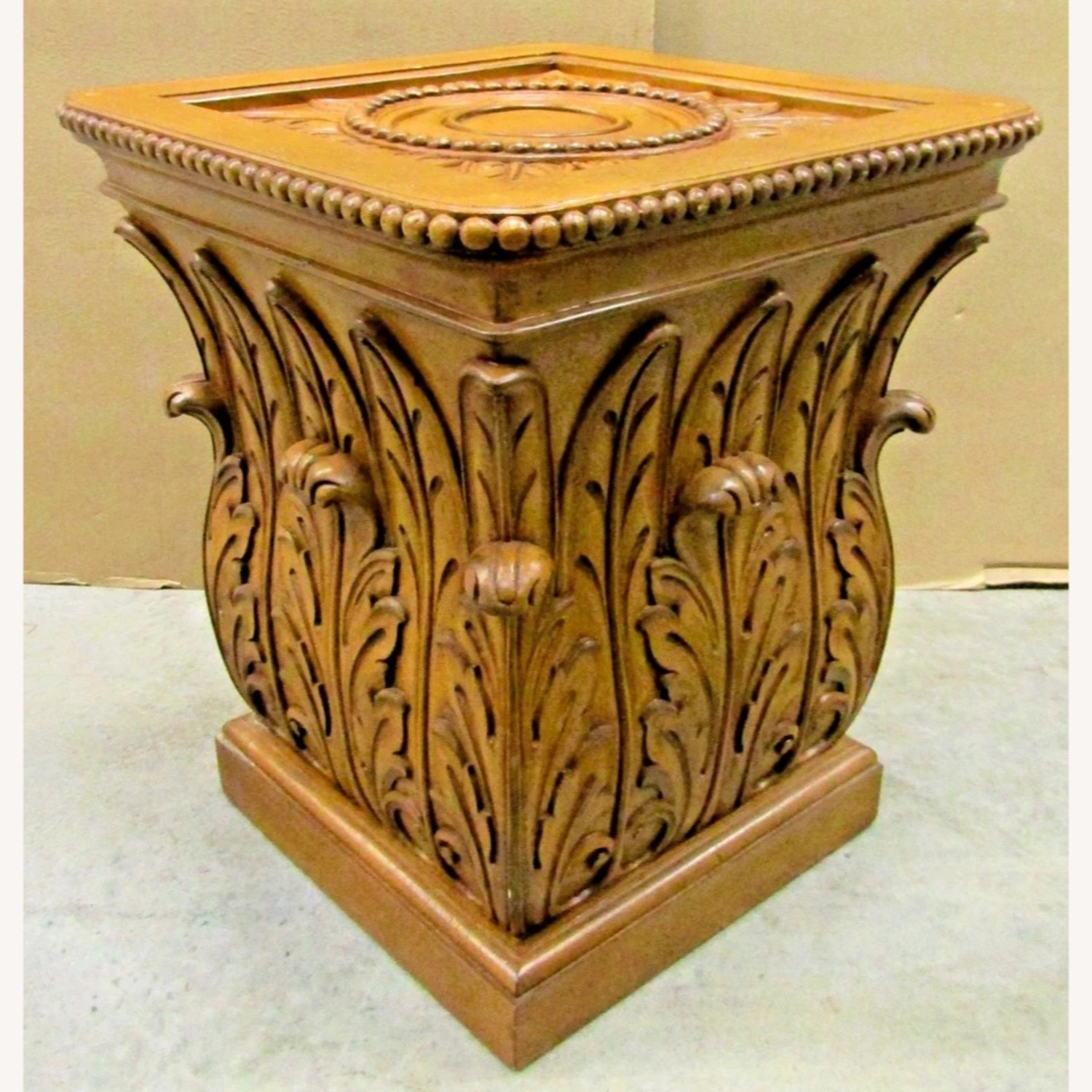Vintage Carved Acanthus Leaf Square Side Table - image-4