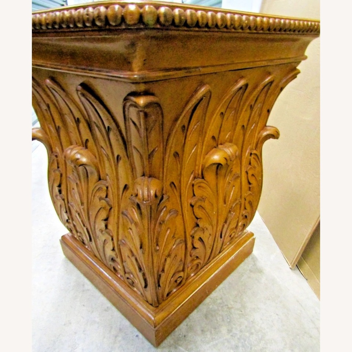 Vintage Carved Acanthus Leaf Square Side Table - image-8