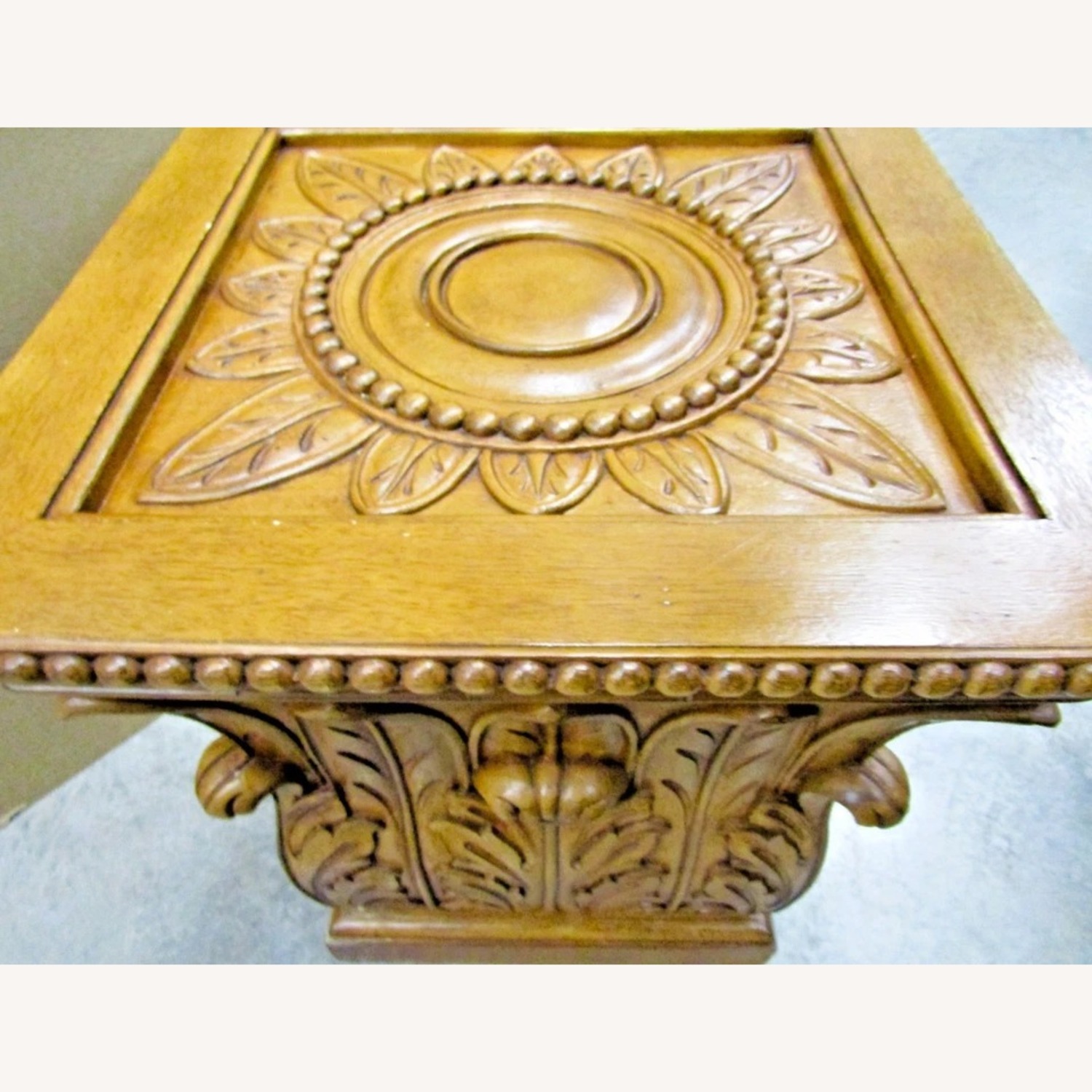 Vintage Carved Acanthus Leaf Square Side Table - image-9