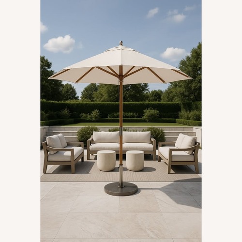 Used RH Premium Rectangular Teak Outdoor Umbrella/Base for sale on AptDeco