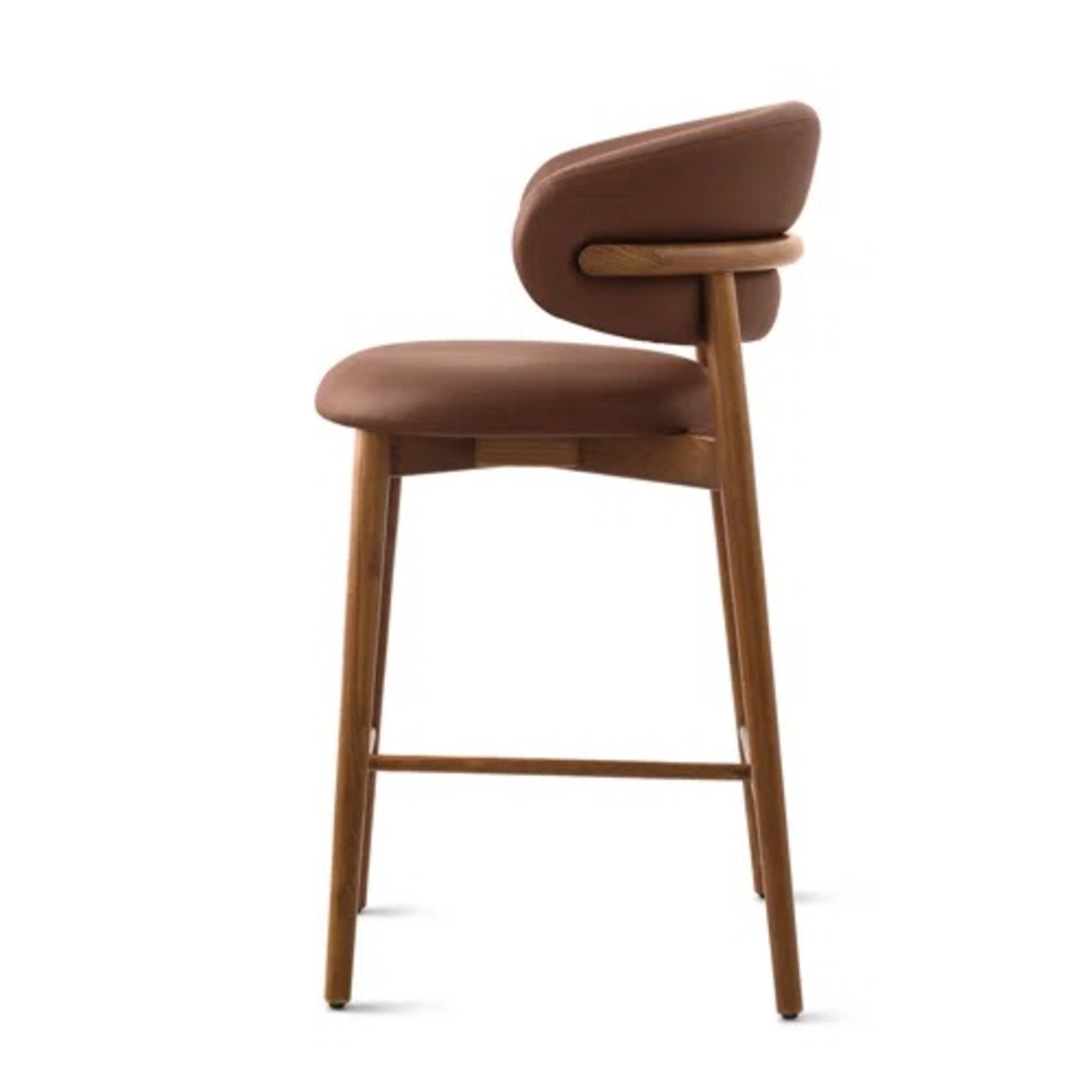 Leather Counter Stool Set with Wooden Base - image-2