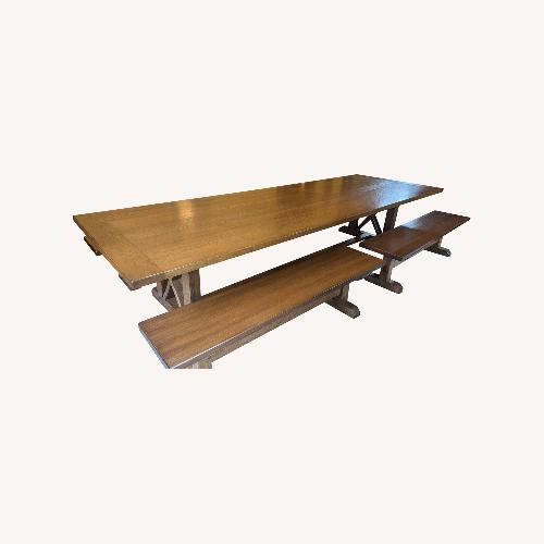 Used Custom Solid Red Oak Dining Table for sale on AptDeco