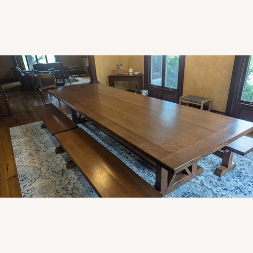 Used Custom Solid Red Oak Dining Table for sale on AptDeco