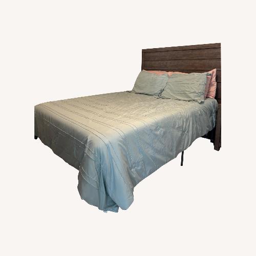 Used Dark Brown Queen Bed Rails and Headboard for sale on AptDeco