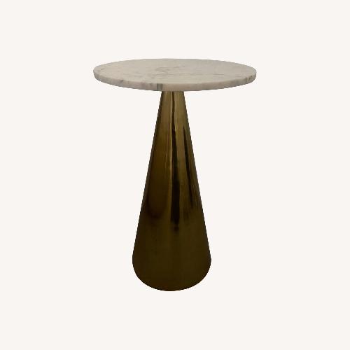 Used White Marble and Brass Side Table for sale on AptDeco