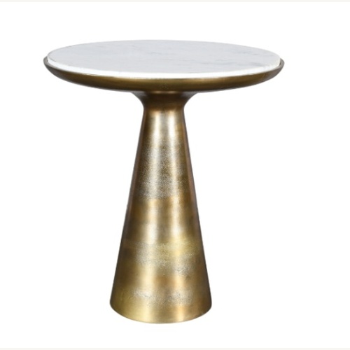 Used White Marble and Brass Side Table for sale on AptDeco