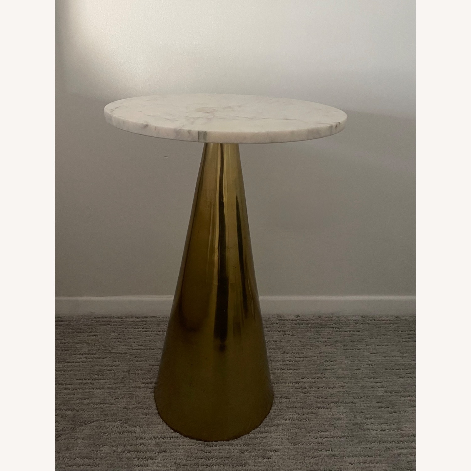 White Marble and Brass Side Table - image-3
