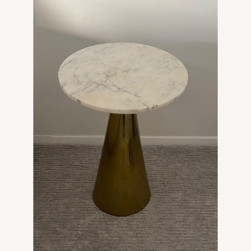 Used White Marble and Brass Side Table for sale on AptDeco