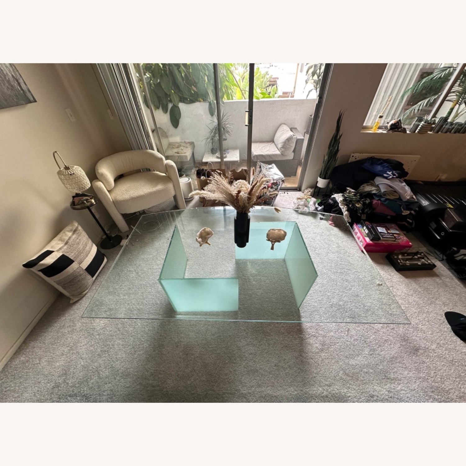 6 FT Wide Unique Glass Coffee Table - image-2