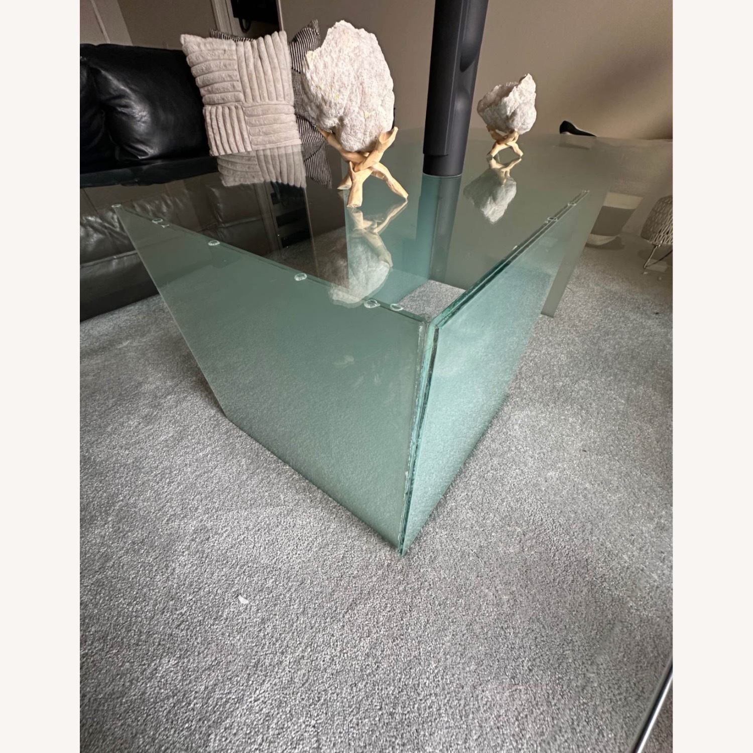 6 FT Wide Unique Glass Coffee Table - image-4