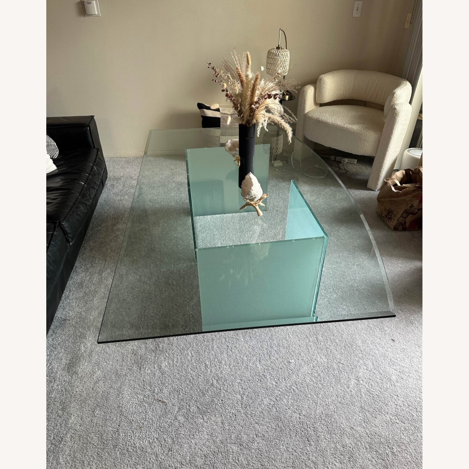 6 FT Wide Unique Glass Coffee Table - image-6
