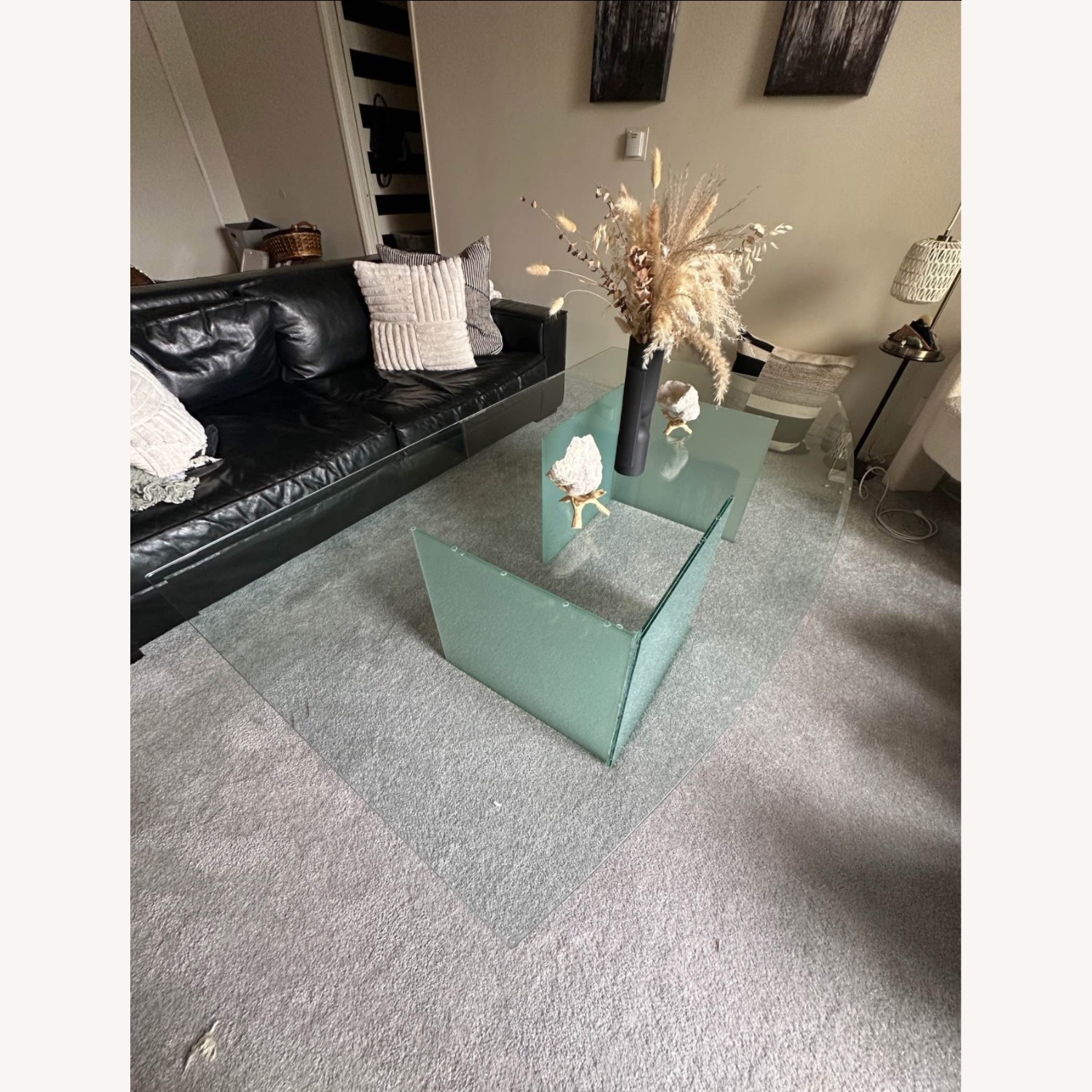 6 FT Wide Unique Glass Coffee Table - image-1