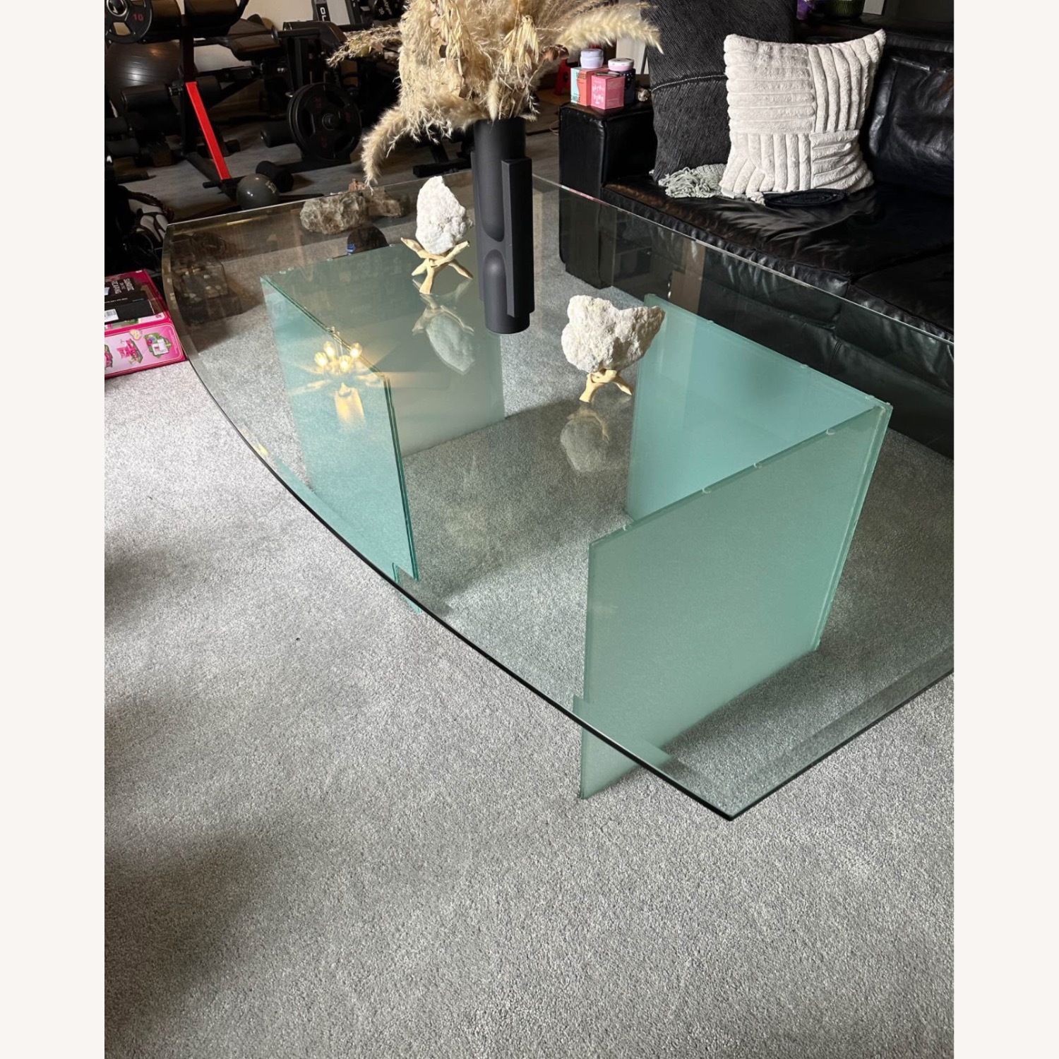 6 FT Wide Unique Glass Coffee Table - image-5