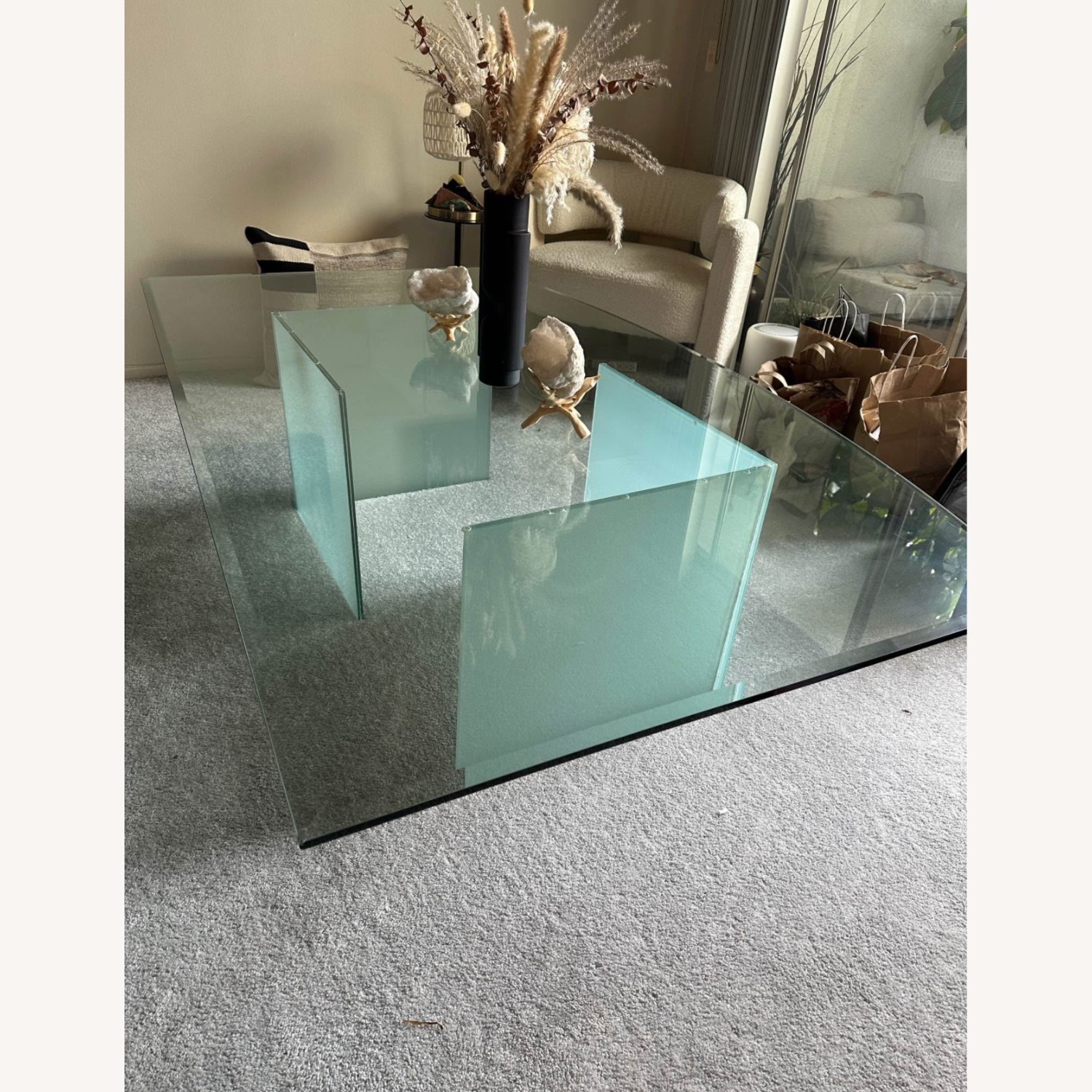 6 FT Wide Unique Glass Coffee Table - image-3