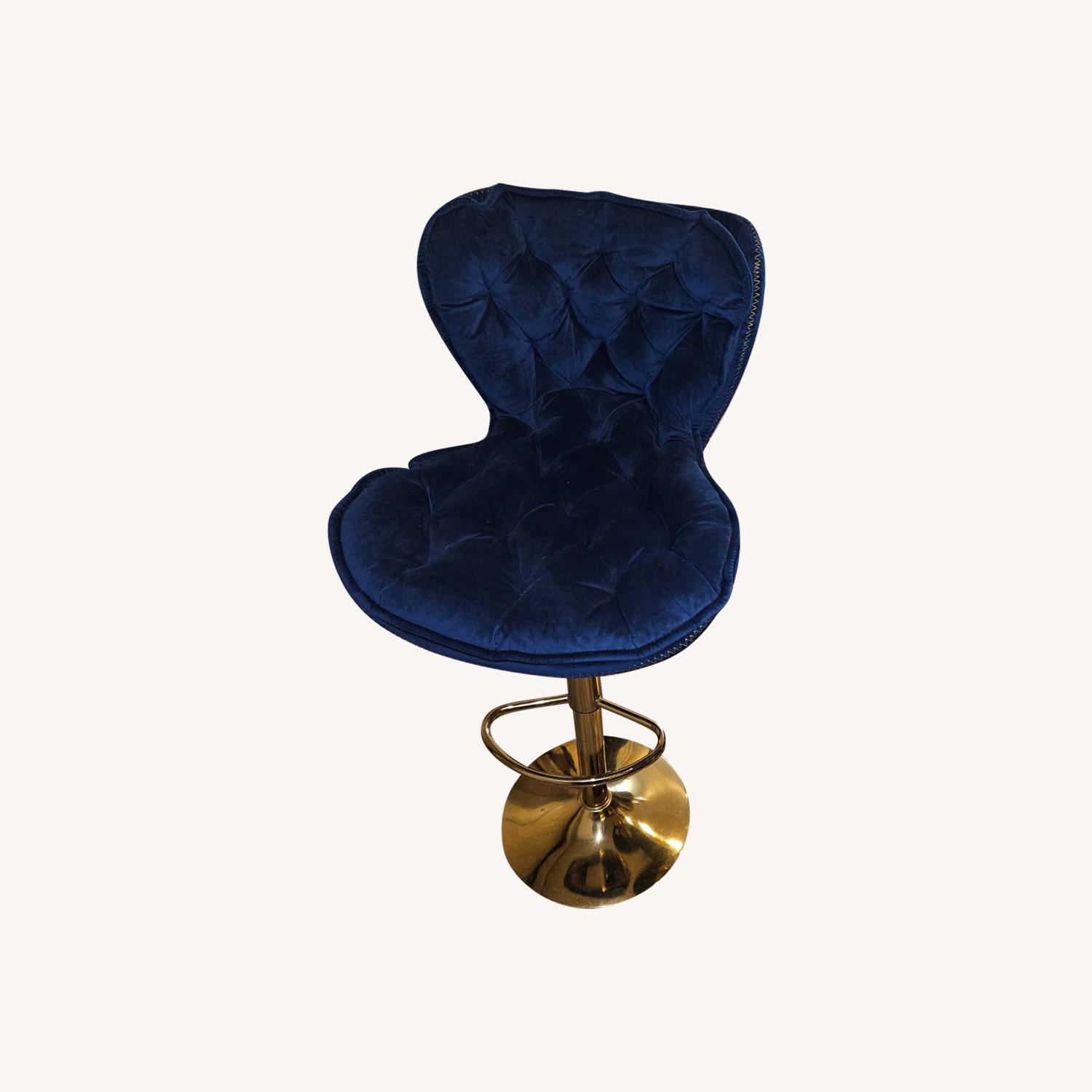 Velvet Swivel Adjustable Height Barstools - image-5