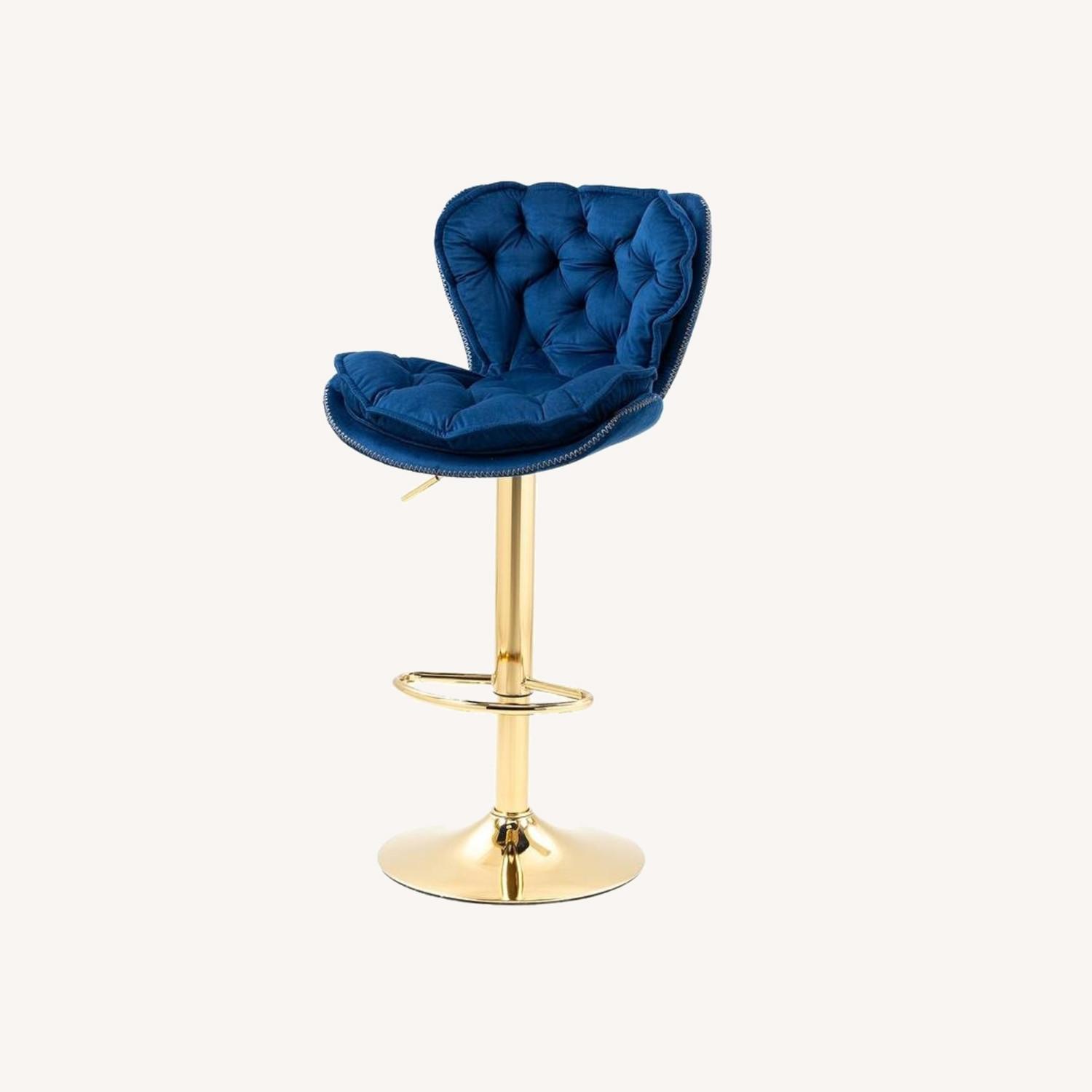 Velvet Swivel Adjustable Height Barstools - image-0