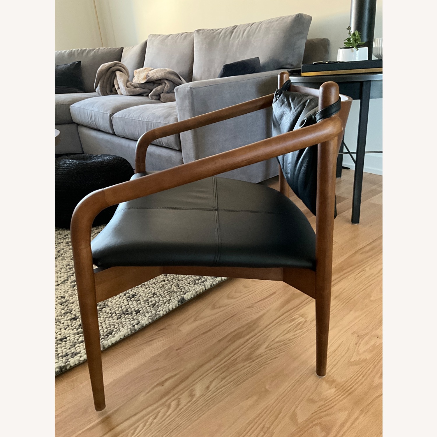 Lento 25" Leather Lounge Chair - Black - image-3