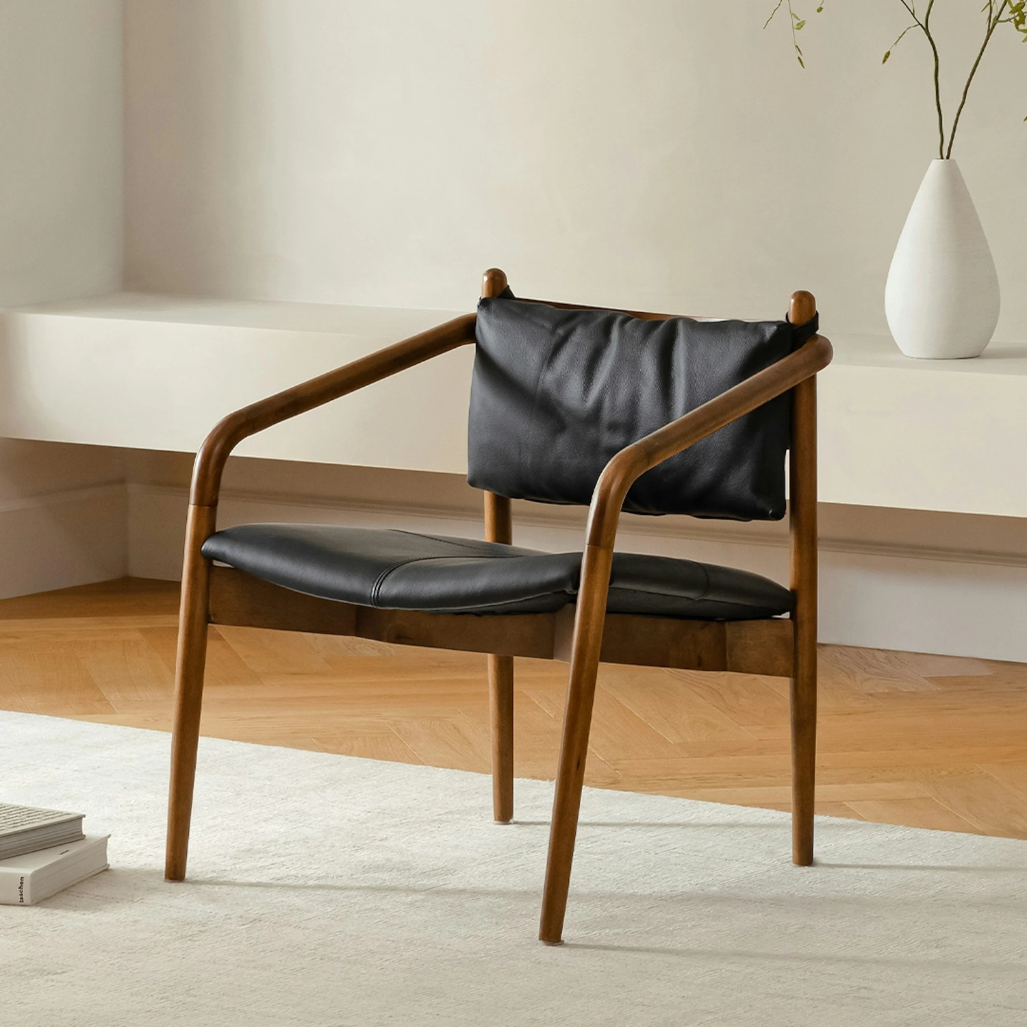 Lento 25" Leather Lounge Chair - Black - image-6