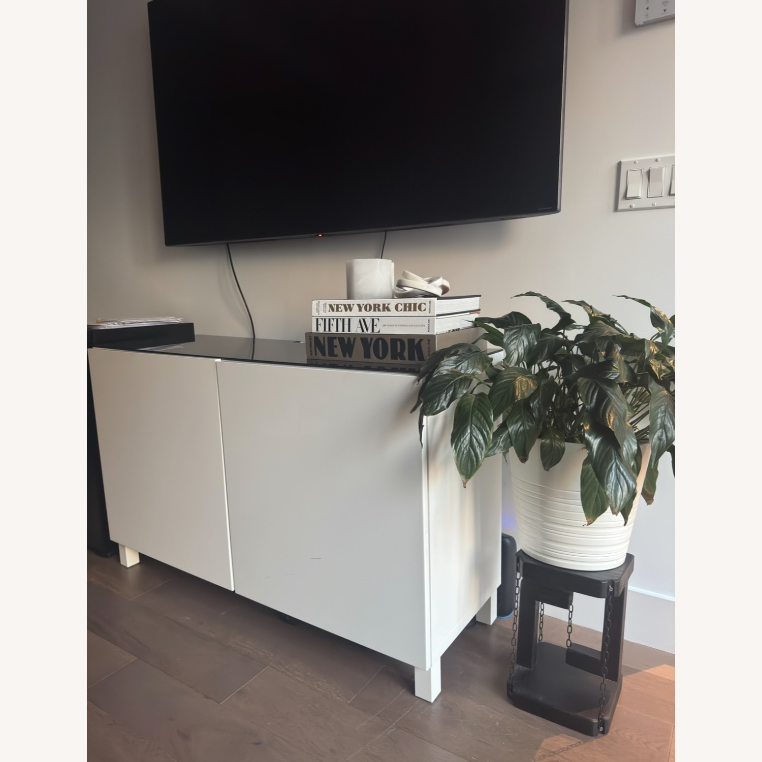 IKEA Besta White TV Stand with Storage - image-1