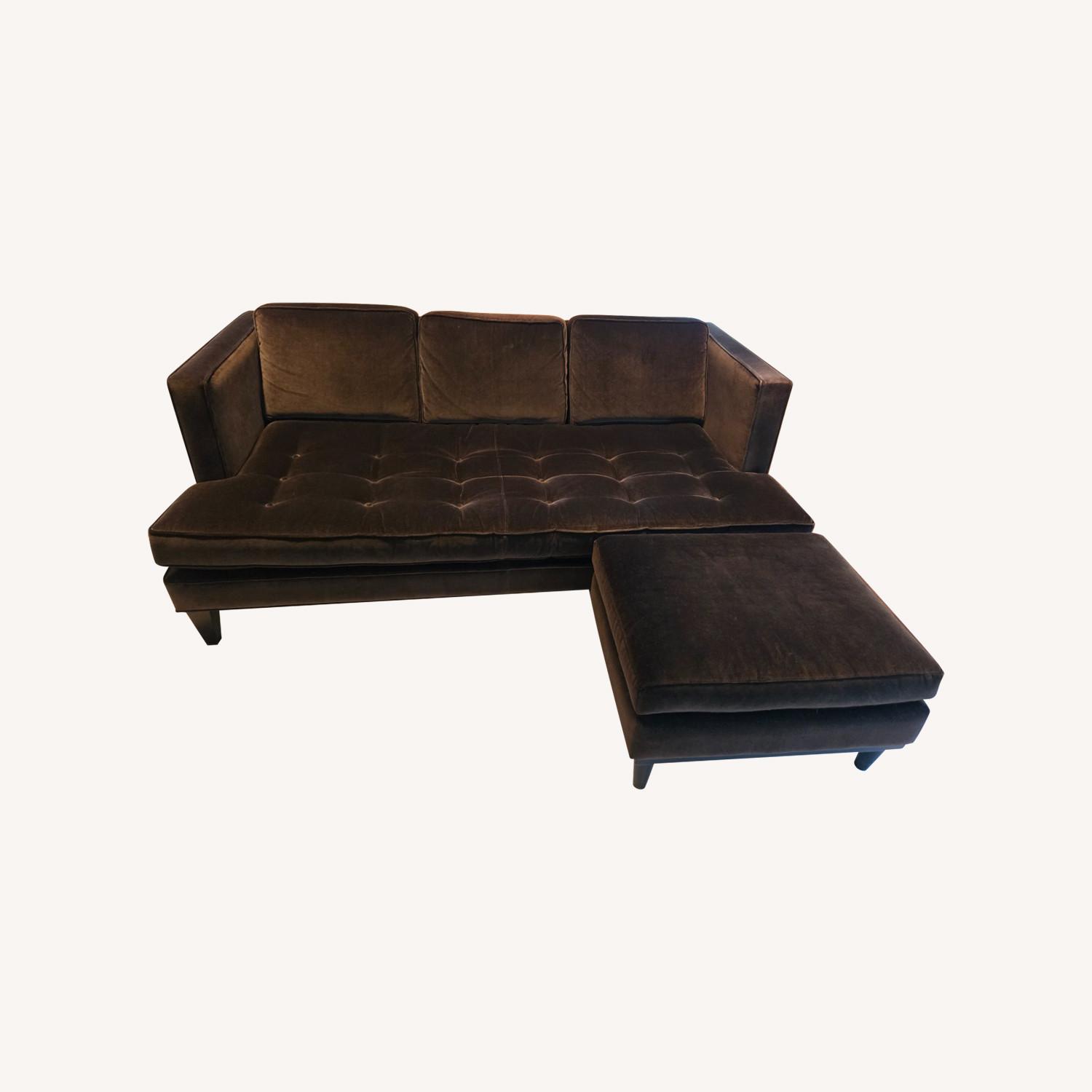 Room & Board Brown Velvet Sofa w Matching Ottoman - image-0