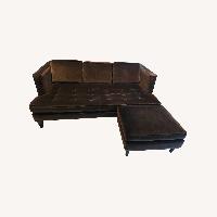 Room & Board Brown Velvet Sofa w Matching Ottoman