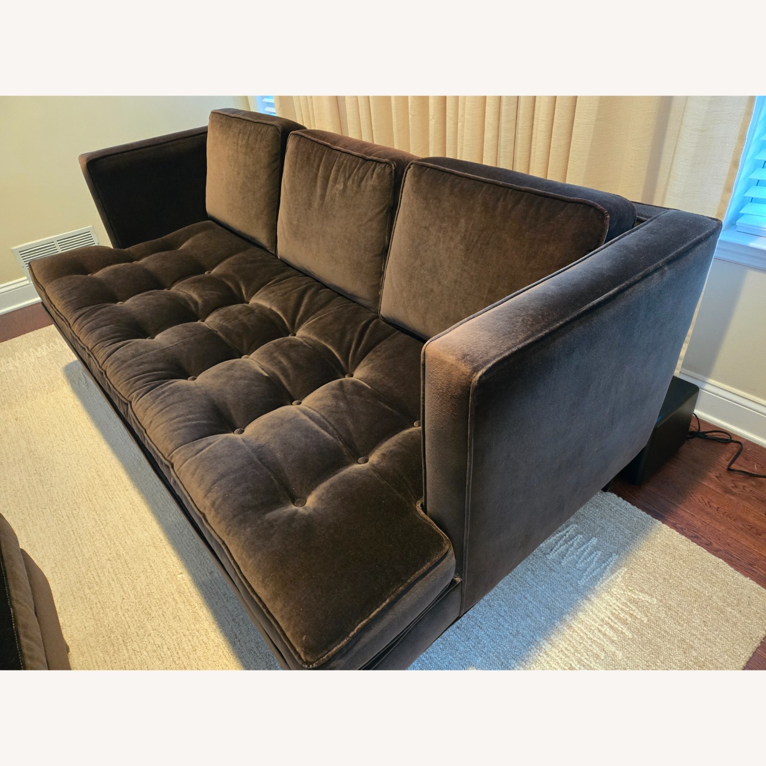 Room & Board Brown Velvet Sofa w Matching Ottoman - image-8