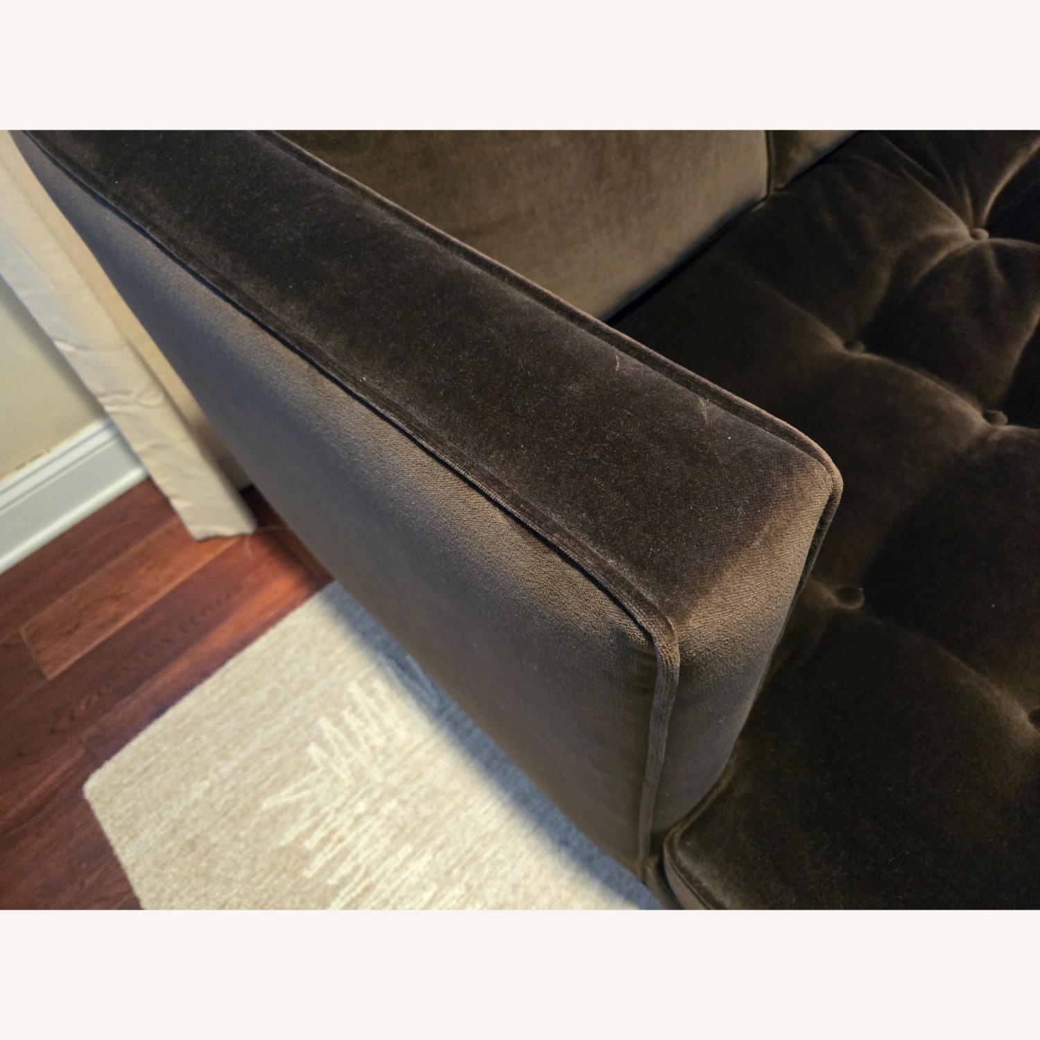 Room & Board Brown Velvet Sofa w Matching Ottoman - image-5