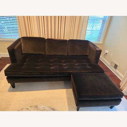 Used Room & Board Brown Velvet Sofa w Matching Ottoman for sale on AptDeco