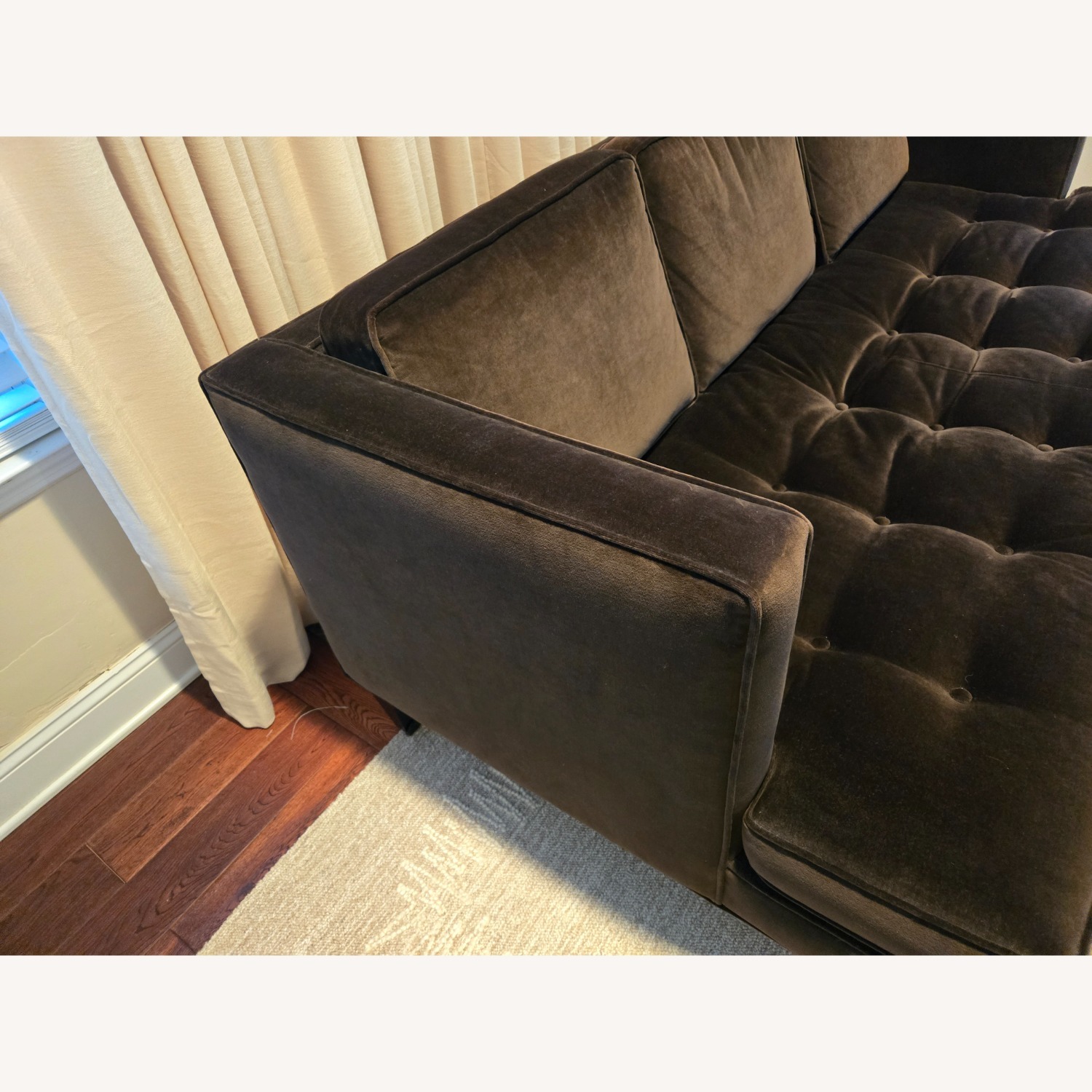 Room & Board Brown Velvet Sofa w Matching Ottoman - image-3