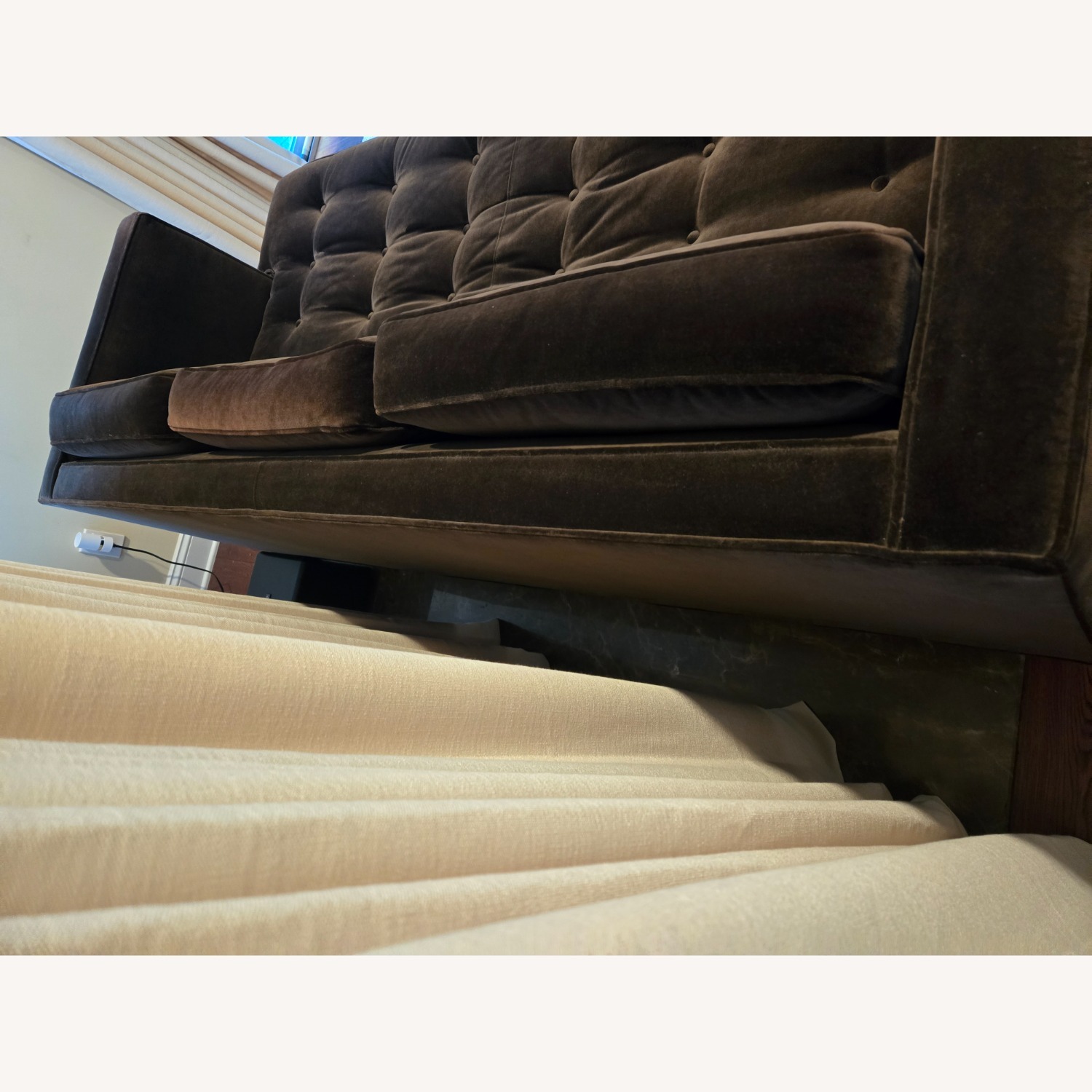 Room & Board Brown Velvet Sofa w Matching Ottoman - image-6