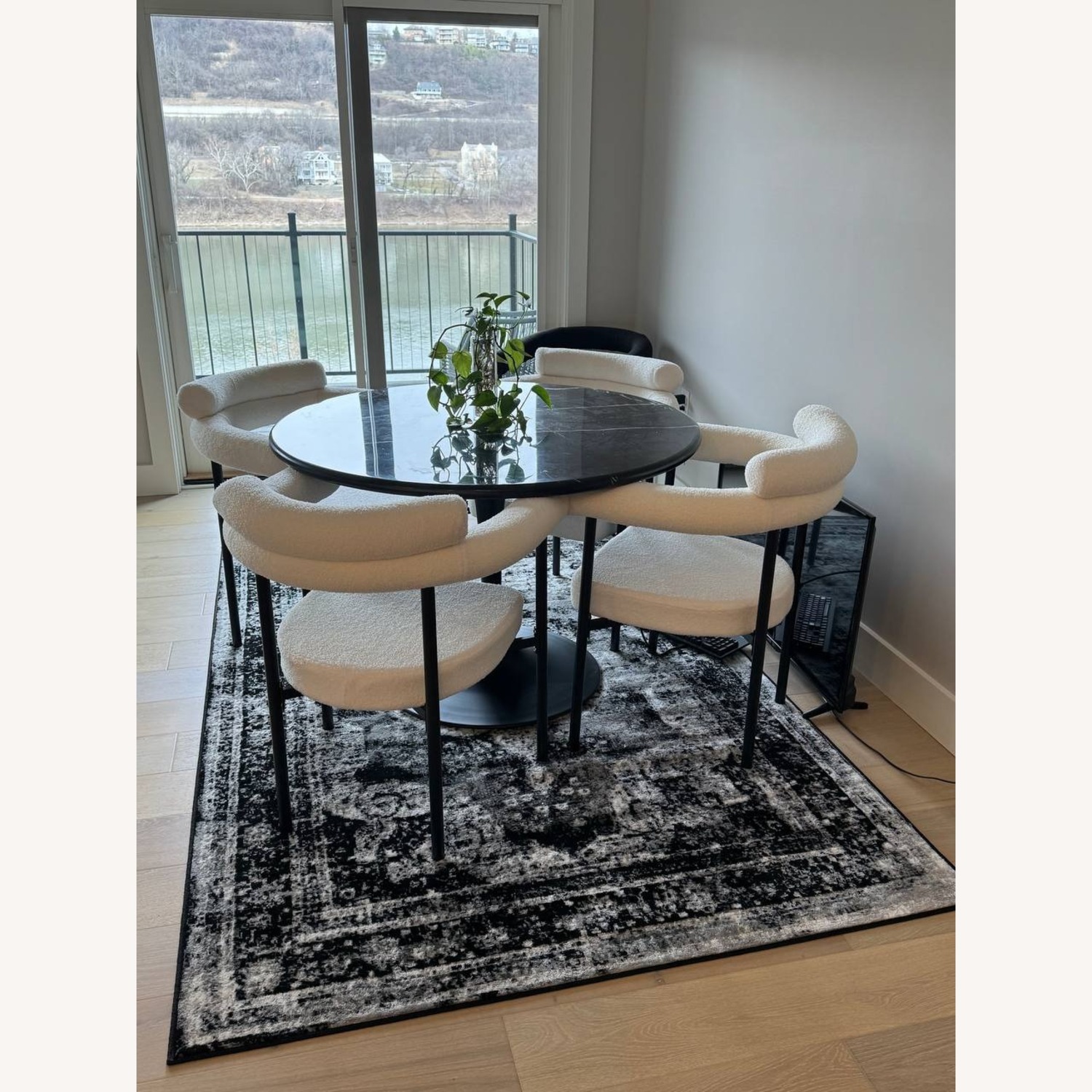 ArtDeco Boucle Black+White Dining Chairs x4 - image-3