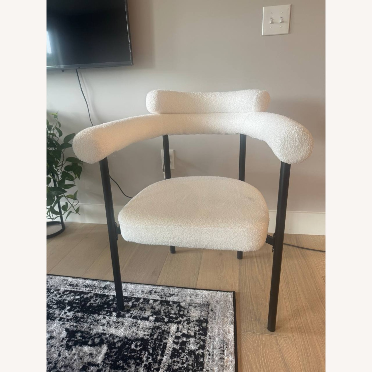 ArtDeco Boucle Black+White Dining Chairs x4 - image-2