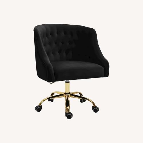 Used Modern Tufted Black Velvet Gold Task Chair for sale on AptDeco