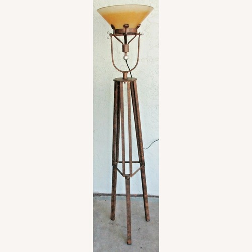 Used Vintage Industrial Bronze Tripod Floor Lamp for sale on AptDeco