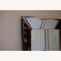 Vintage Mirror With Etched Flowers, Curved Boarder - AptDeco