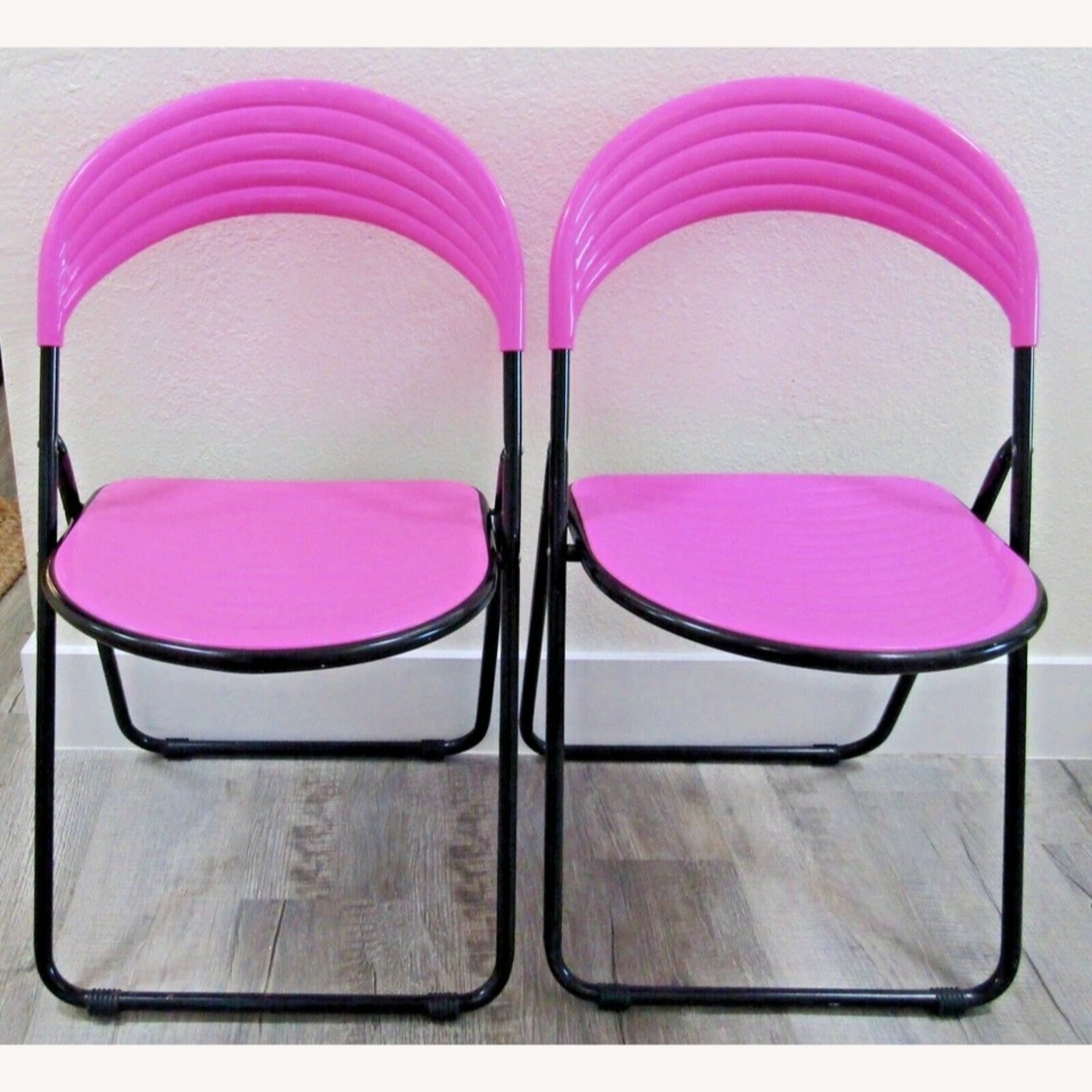 Pair Italian Designer Studio GP Pink Fold Chairs - image-2