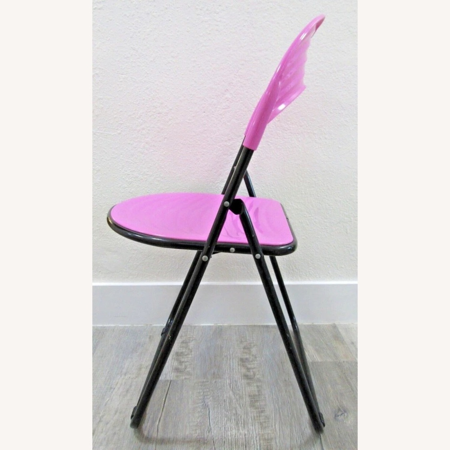 Pair Italian Designer Studio GP Pink Fold Chairs - image-10