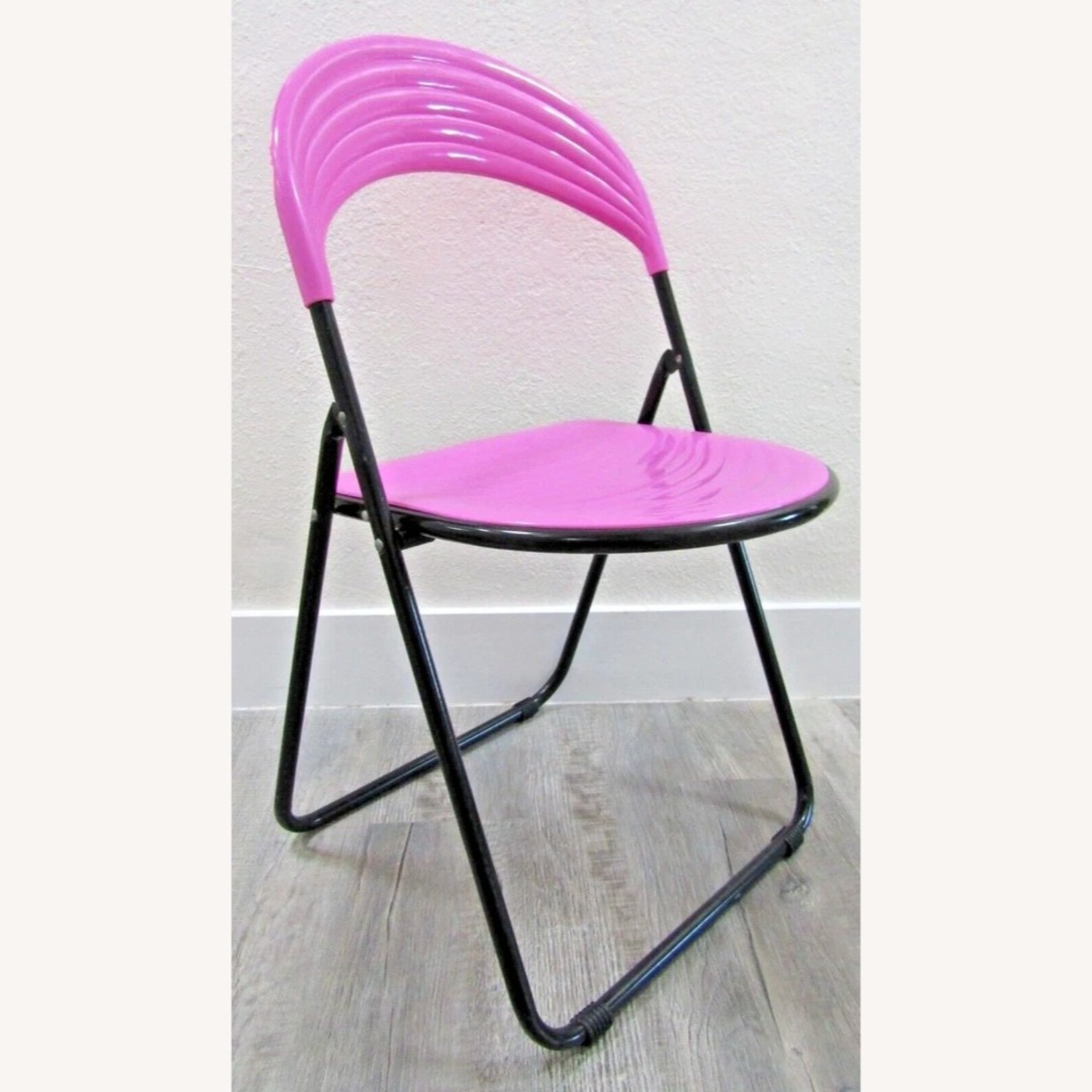 Pair Italian Designer Studio GP Pink Fold Chairs - image-5