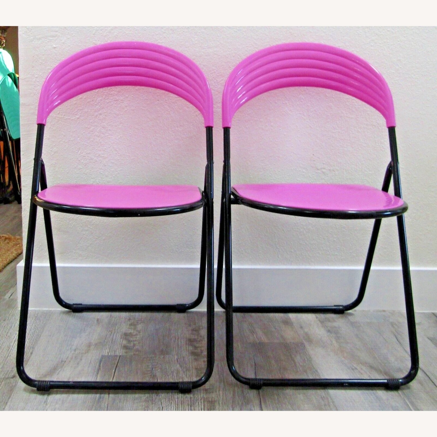 Pair Italian Designer Studio GP Pink Fold Chairs - image-1