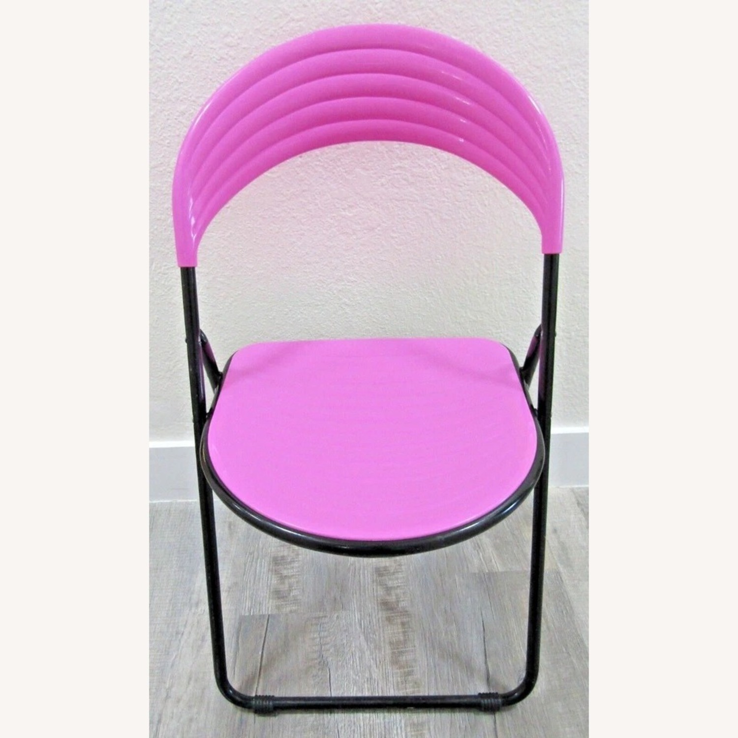 Pair Italian Designer Studio GP Pink Fold Chairs - image-4