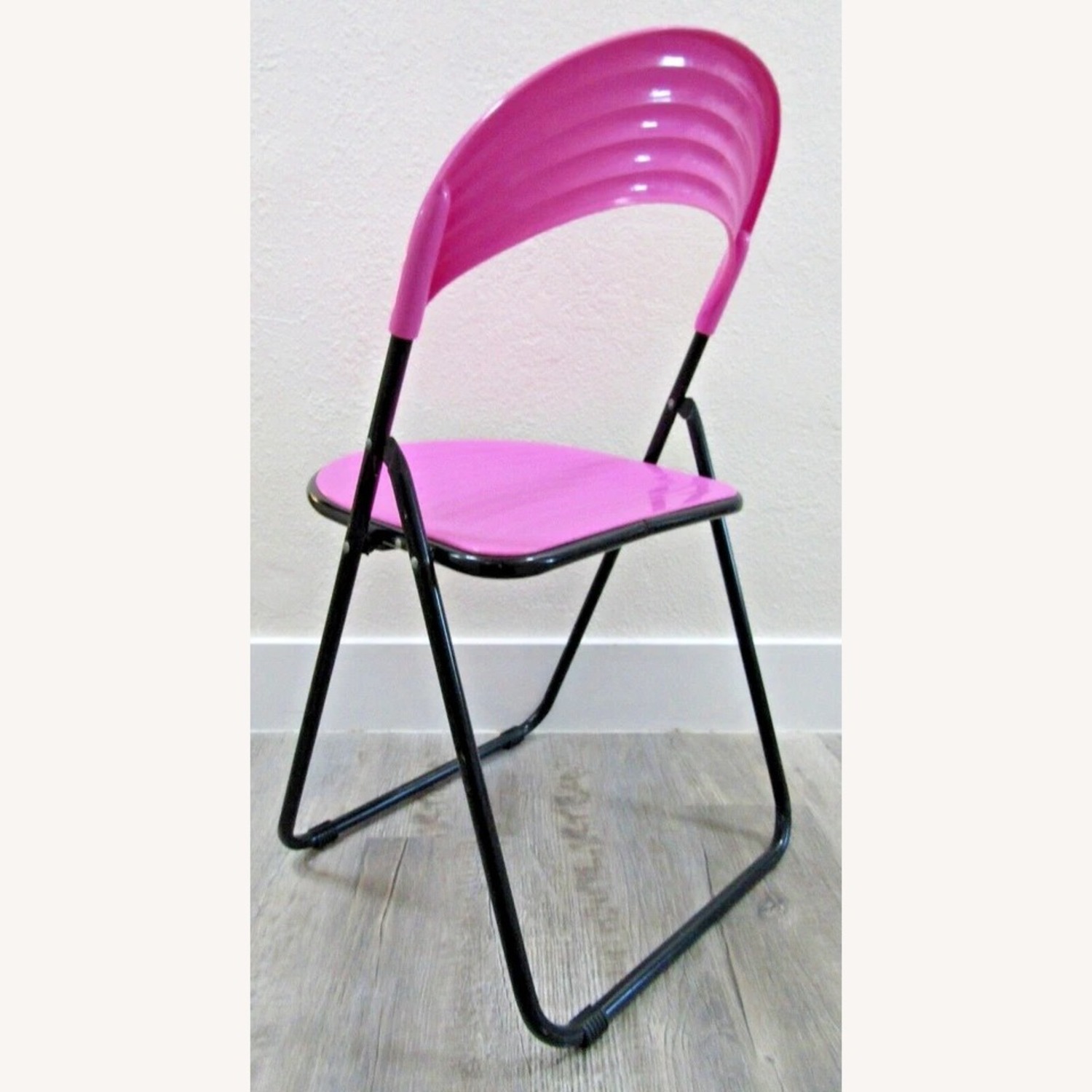 Pair Italian Designer Studio GP Pink Fold Chairs - image-9