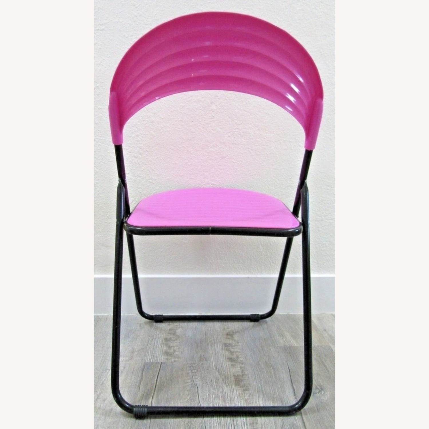 Pair Italian Designer Studio GP Pink Fold Chairs - image-8